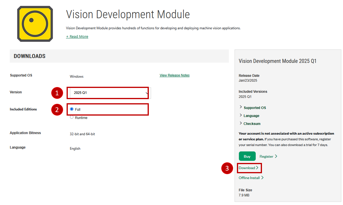 NI Vision Development Module Download Page